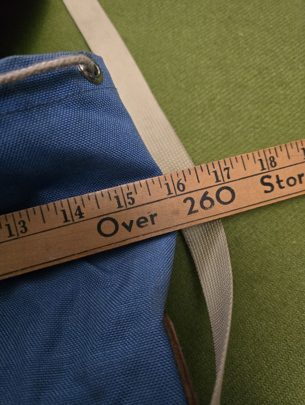 Vintage Outbound blue nylon backpack with tan leather details and a distinctive - Picture 4 of 6